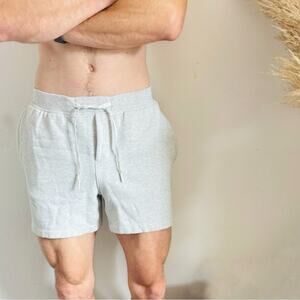 MENS LULULEMON Light Heather Grey White Steady State Relaxed-Fit Tie Short 5" S